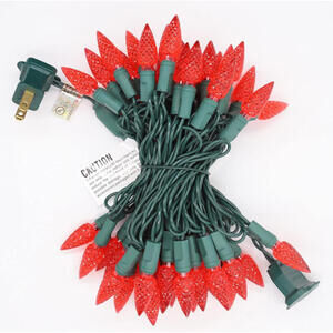 Wondershop 60-Count C6 Strawberry String Lights Green Wire Connectable Red LED